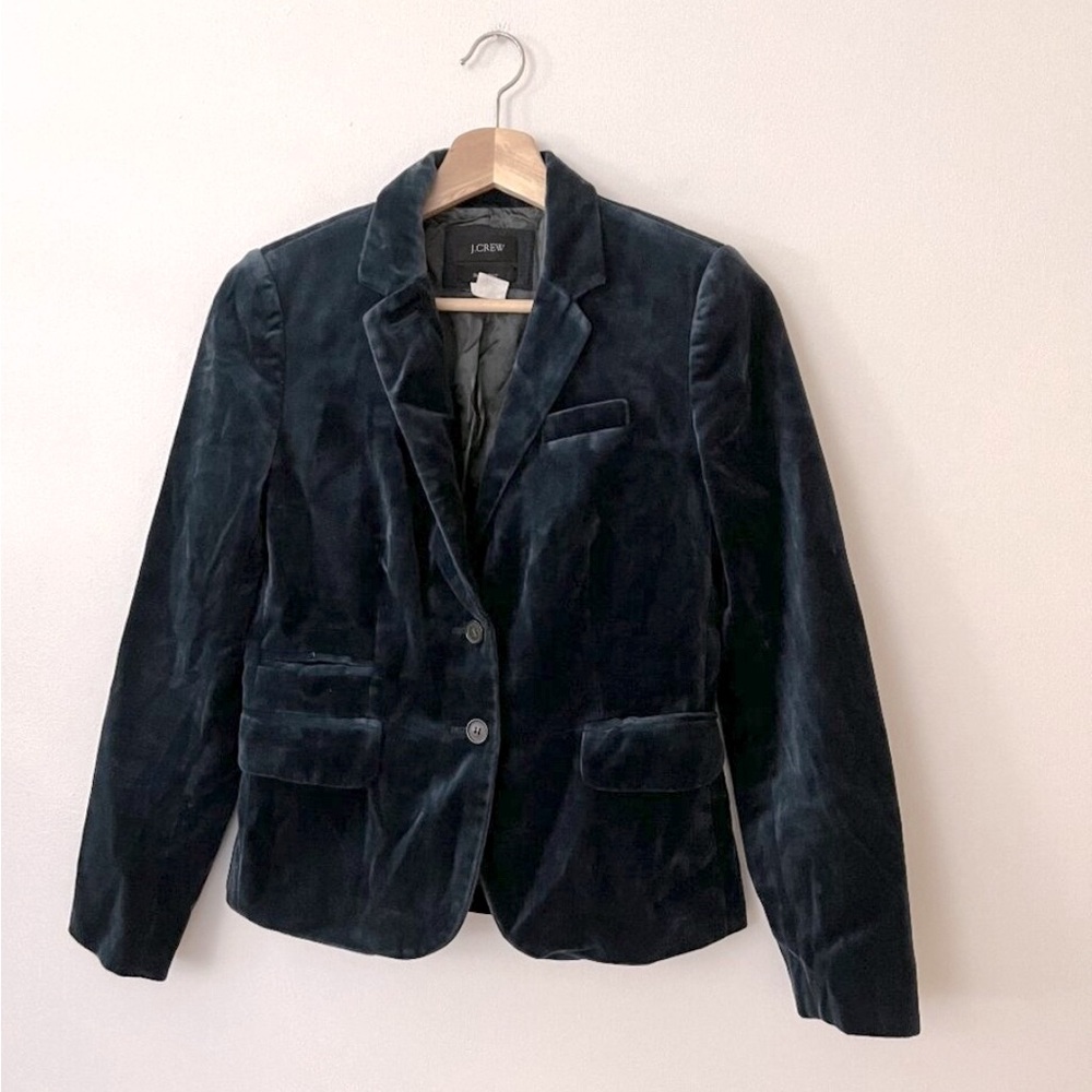 J. Crew Schoolboy Teal Velvet Blazer Women's Size 4